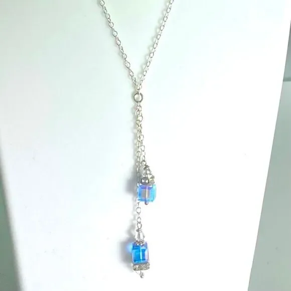 AIC# Sterling & Ice Blue Crystal Necklace